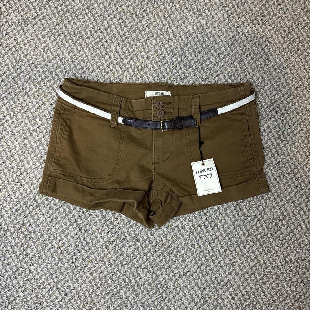Cute vintage y2k low rise brown belted boho mini shorts NWT